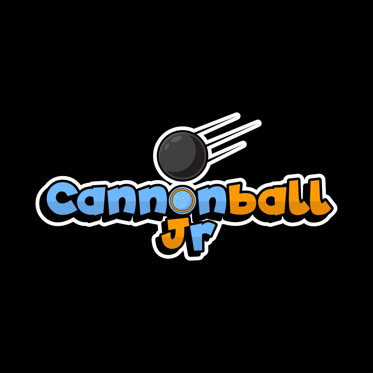 Cannonball Jr. logo. It is a blue and orange design.