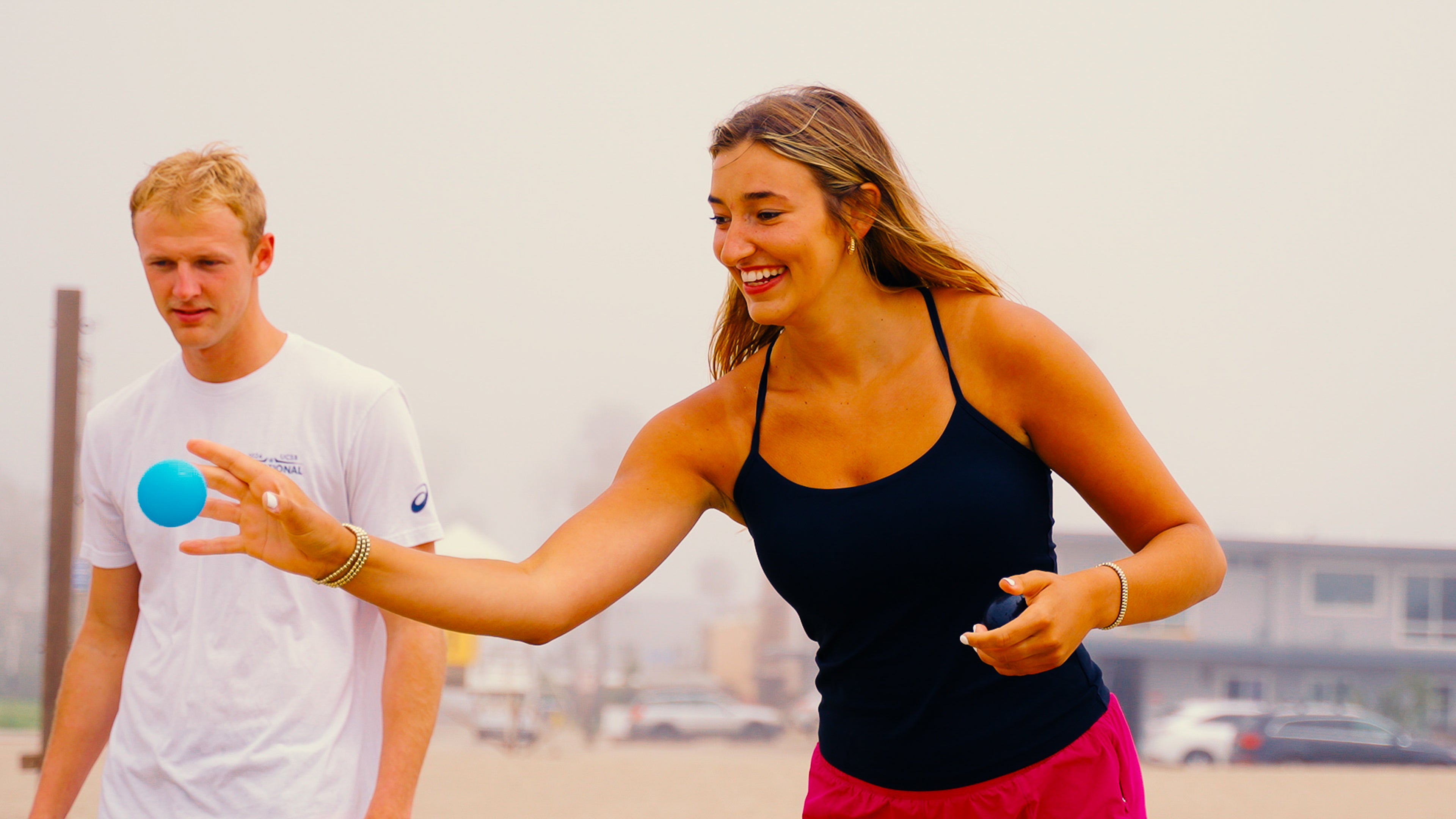 Load video: Cannonball Game being played on the beach. In the commercial, a group of college kids are seen playing the game and laughing while the narrator explains the objectives.